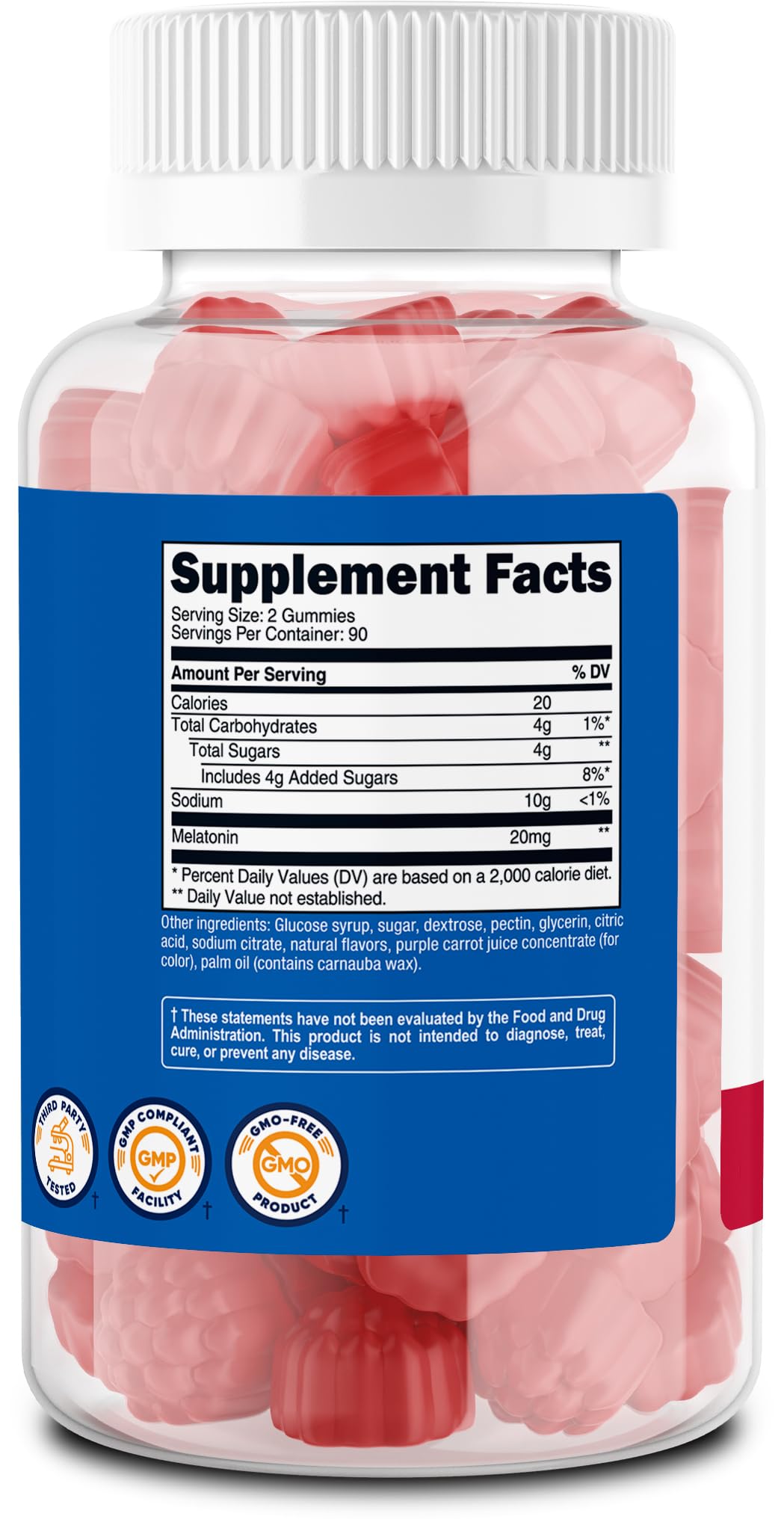 Nutricost Melatonin Gummies ingredients list on packaging