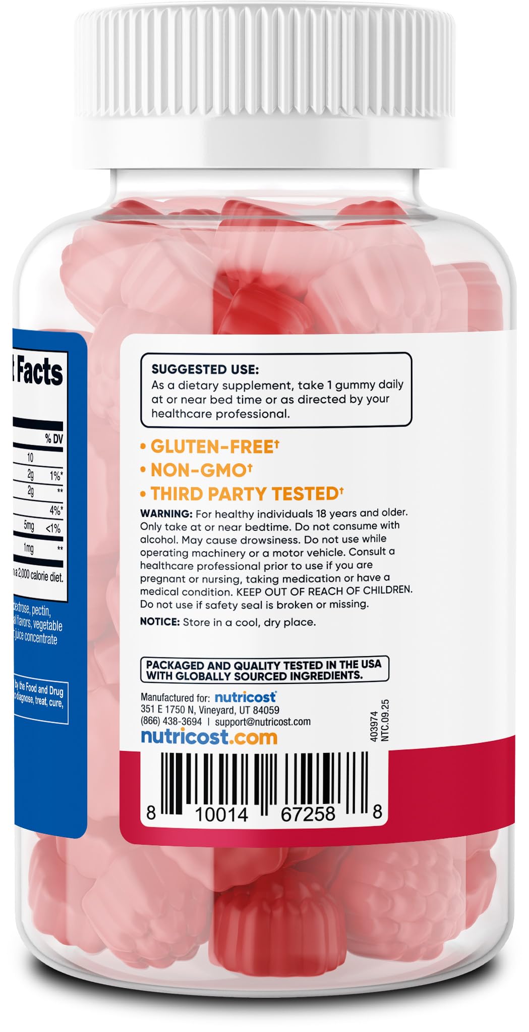 Nutricost Melatonin Gummies on a wooden table