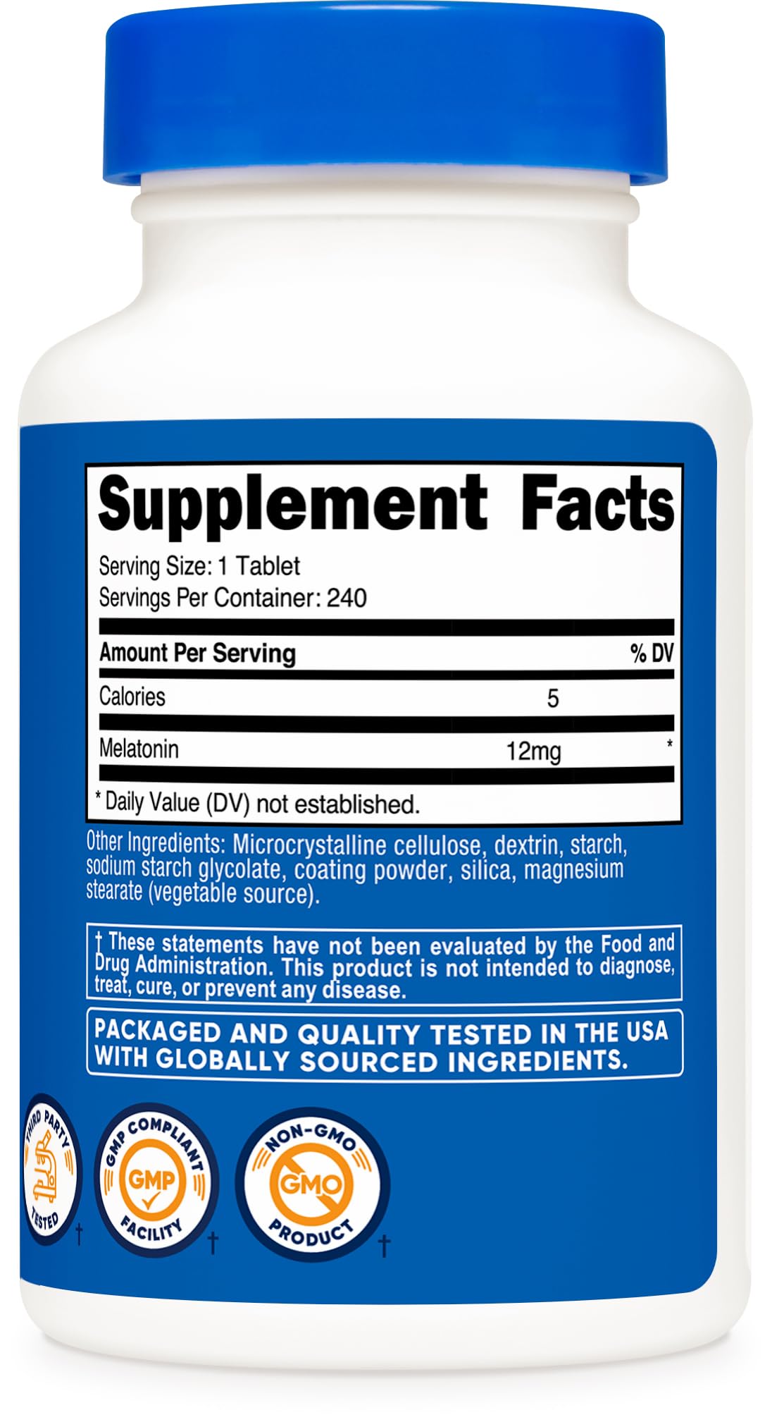 Nutricost Melatonin tablets on a surface