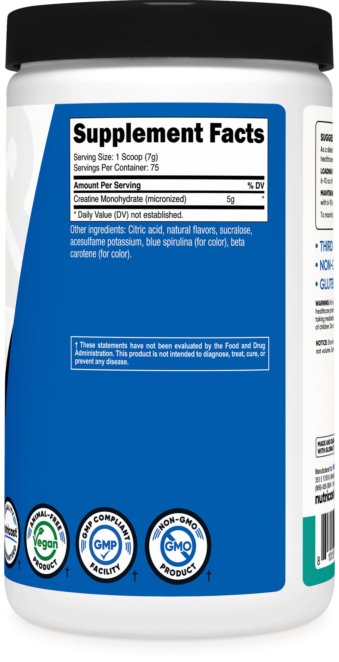 Nutricost Micronized Creatine Monohydrate 500g Coastal Explosion packaging