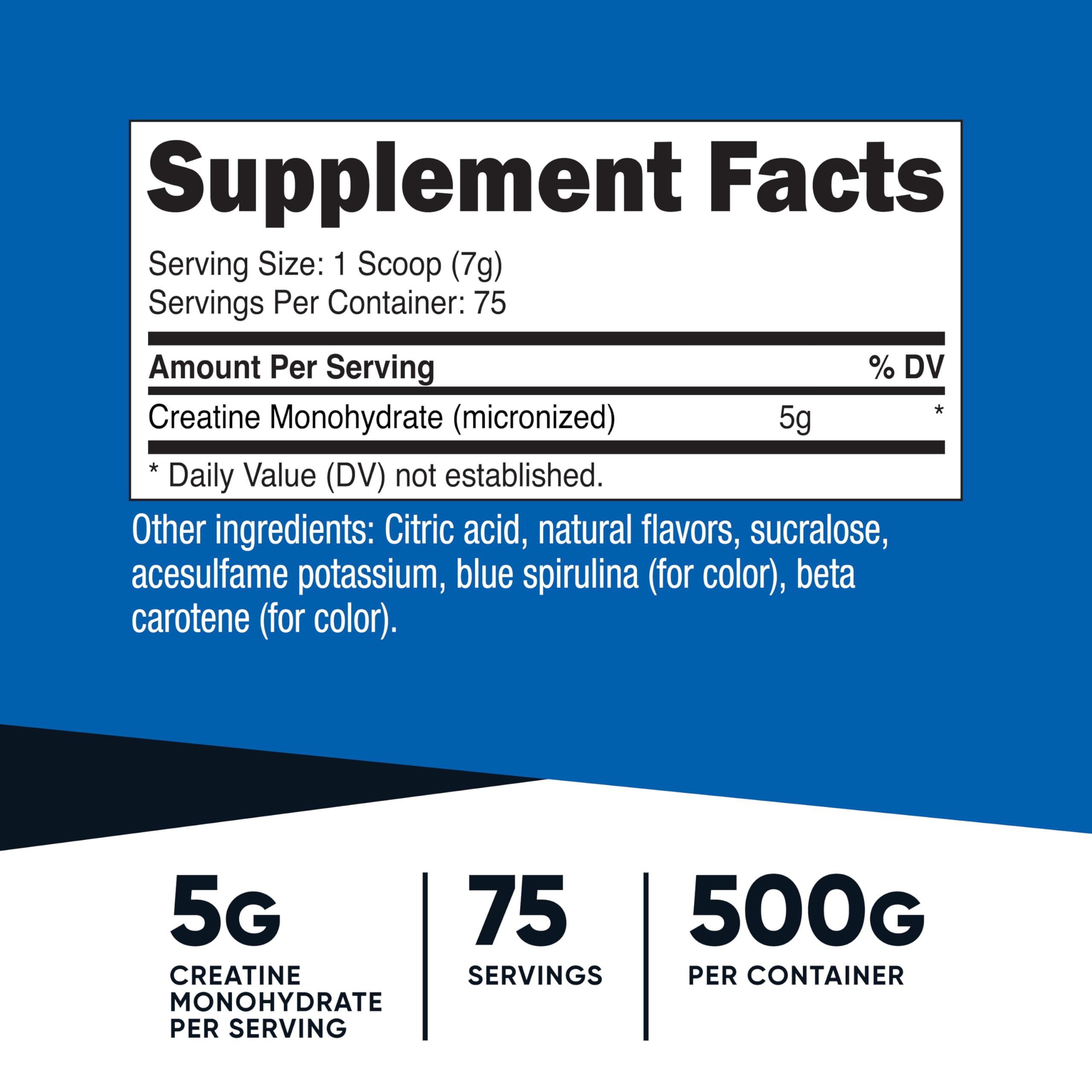 Nutricost Micronized Creatine Monohydrate 500g Coastal Explosion side view