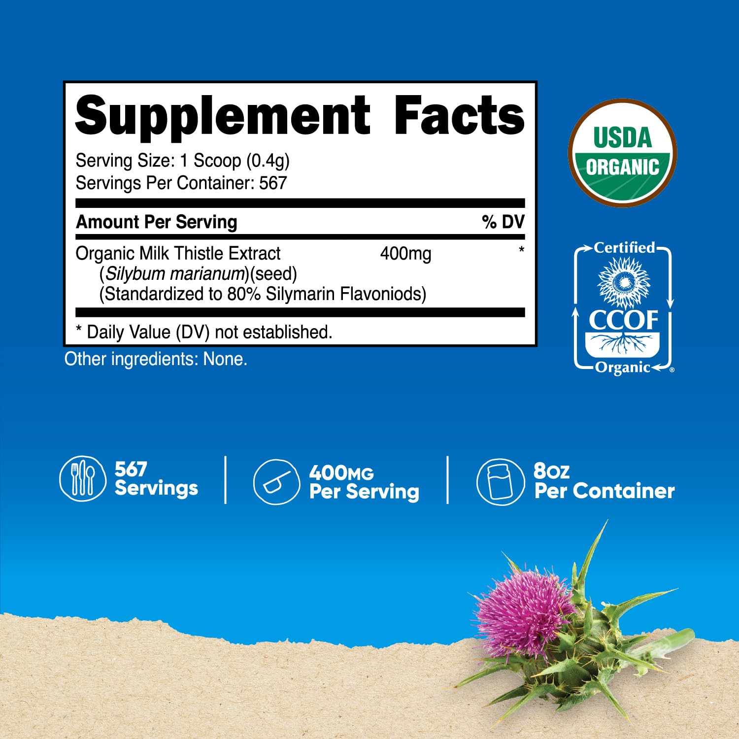 Nutricost Milk Thistle Extract Powder packaging side view