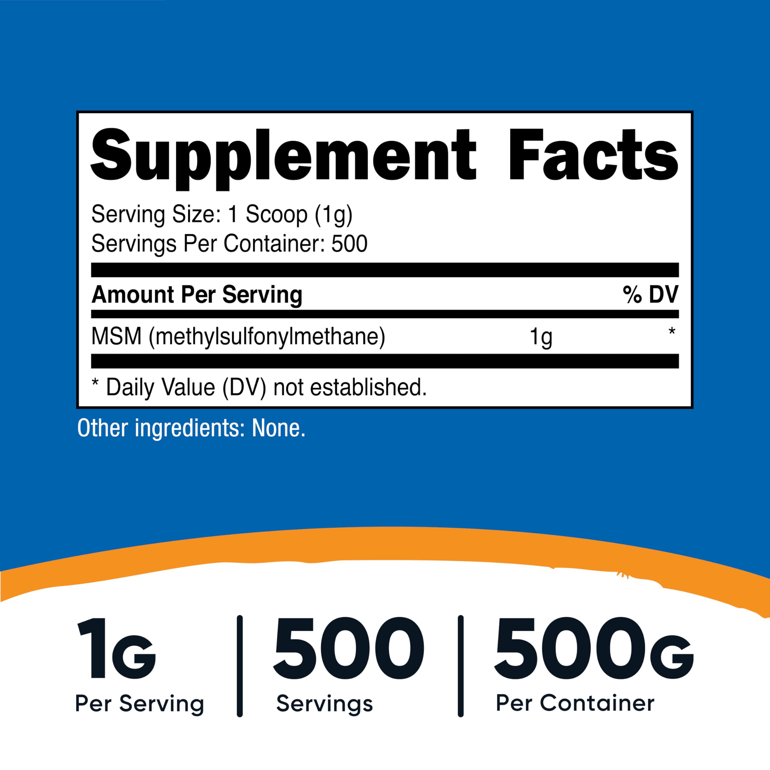Nutricost MSM Powder 500g side view showing packaging