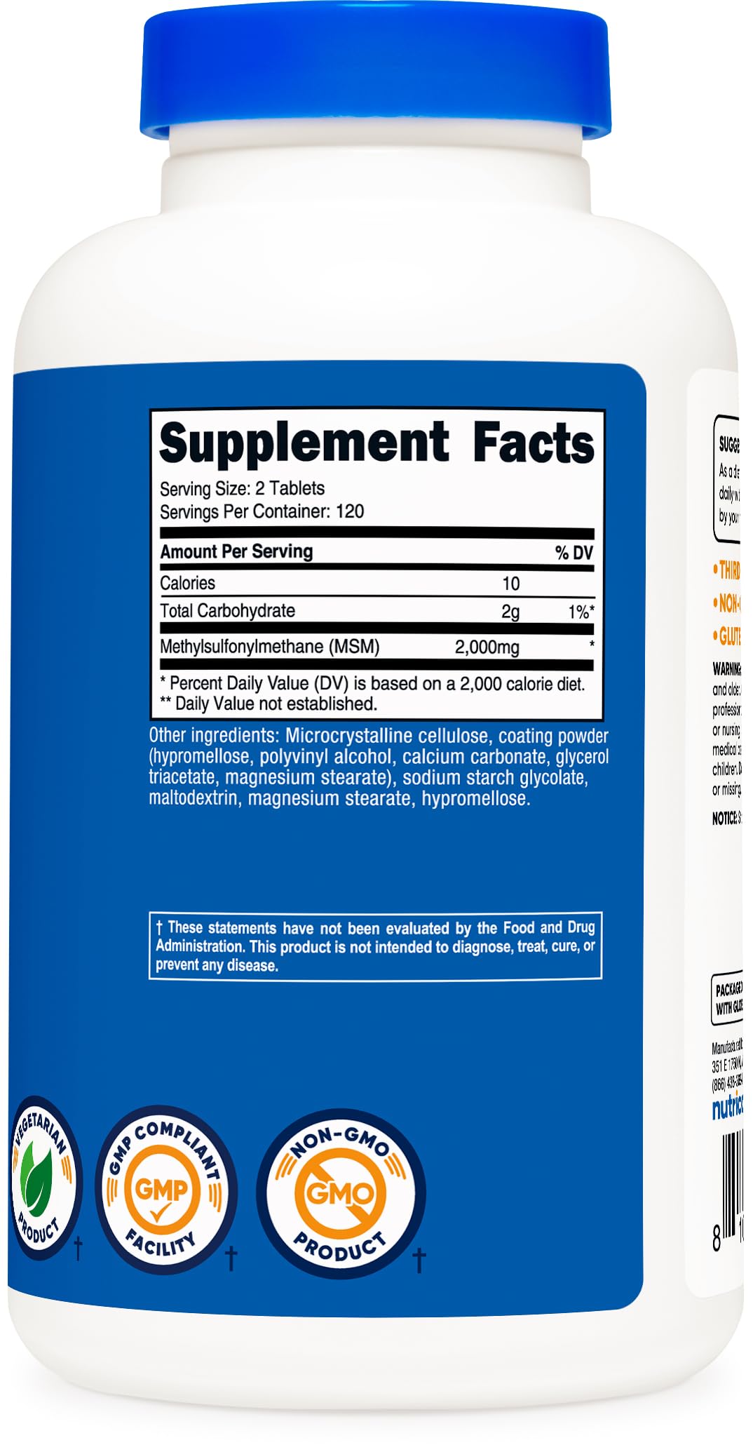 Nutricost MSM Tablets close-up of tablets