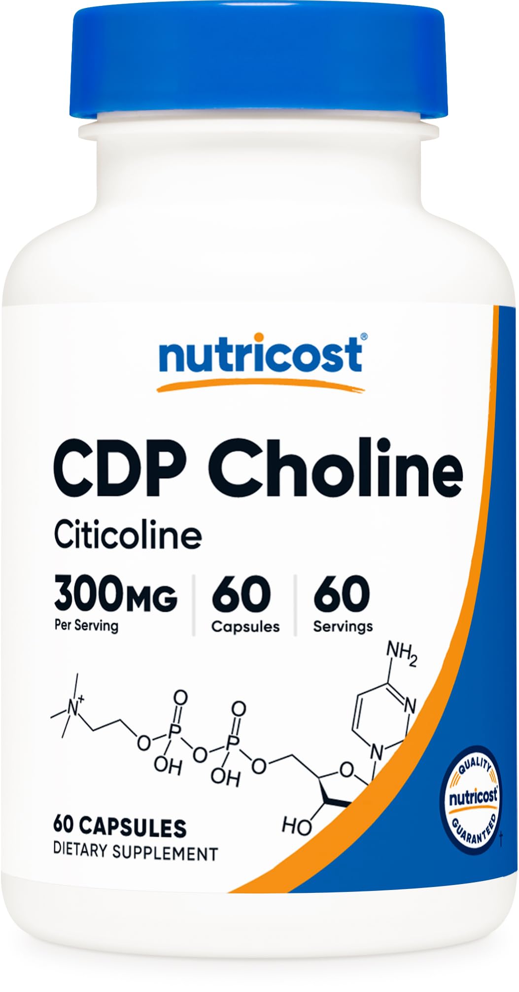 Nutricost Multivitamin Capsules 300mg CDP Choline front view