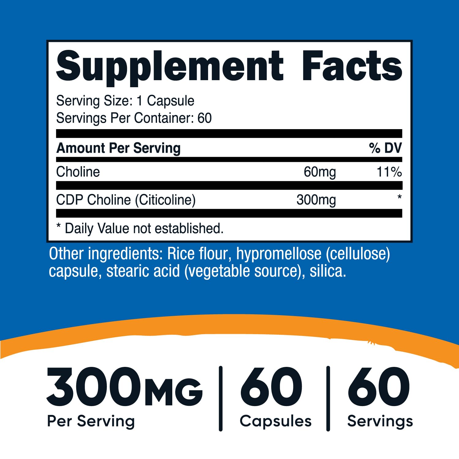 Nutricost Multivitamin Capsules 300mg CDP Choline side view