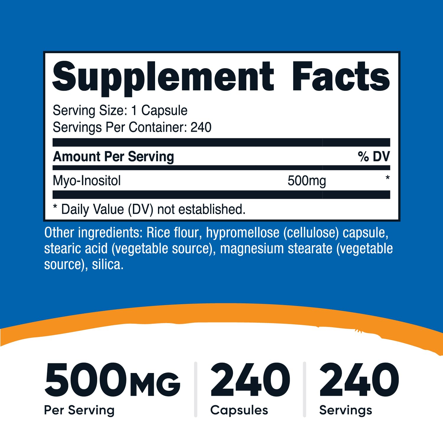 Nutricost Myo-Inositol Capsules side view showing label