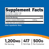 Nutricost N-Acetyl L-Cysteine 500g back view with ingredient list