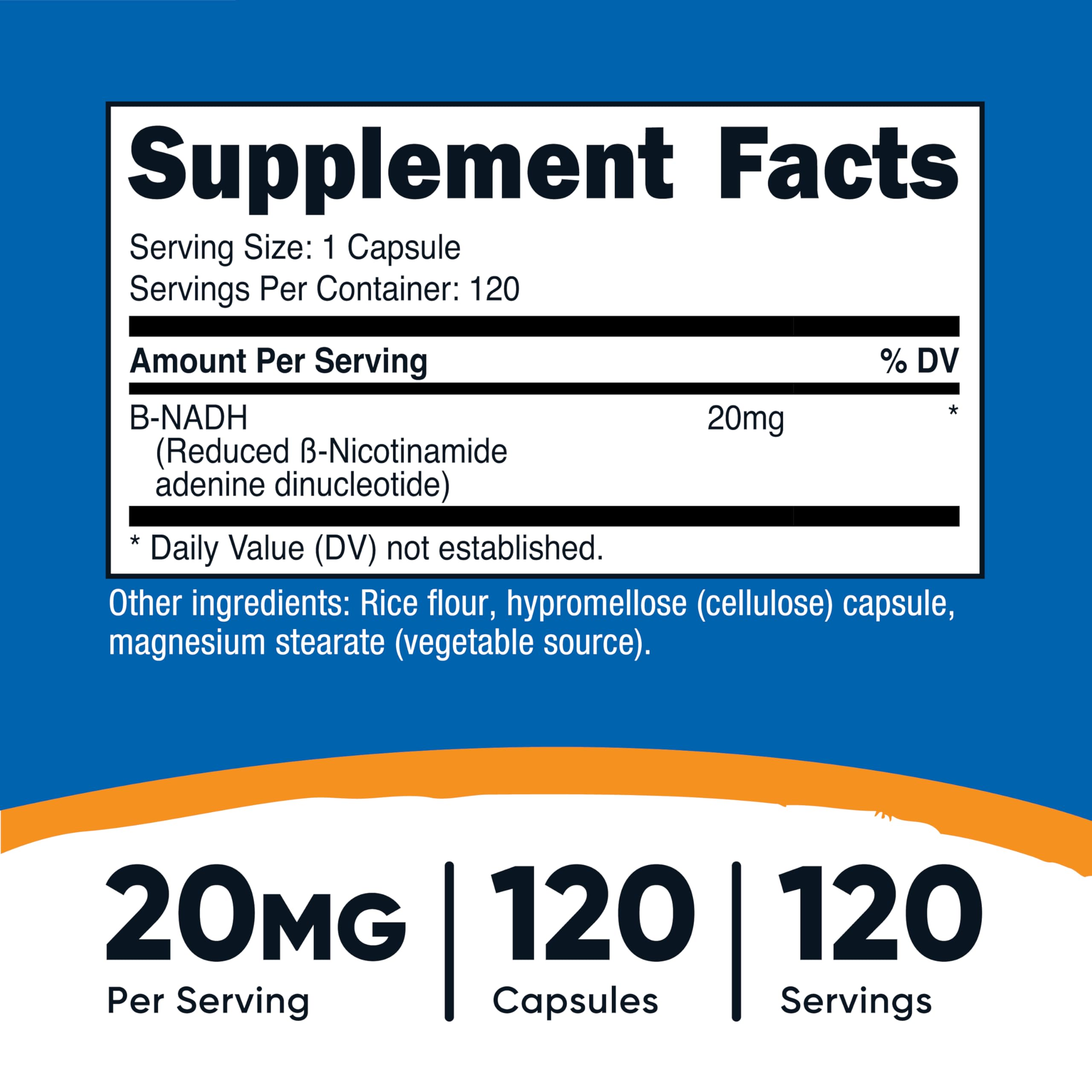 Nutricost NADH 20mg capsules side view