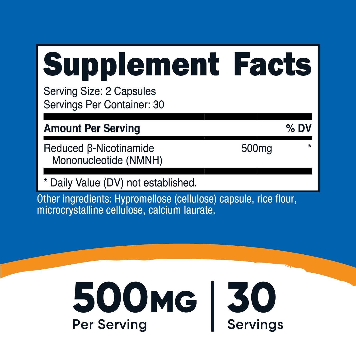 Nutricost NMNH 60 capsules bottle side view