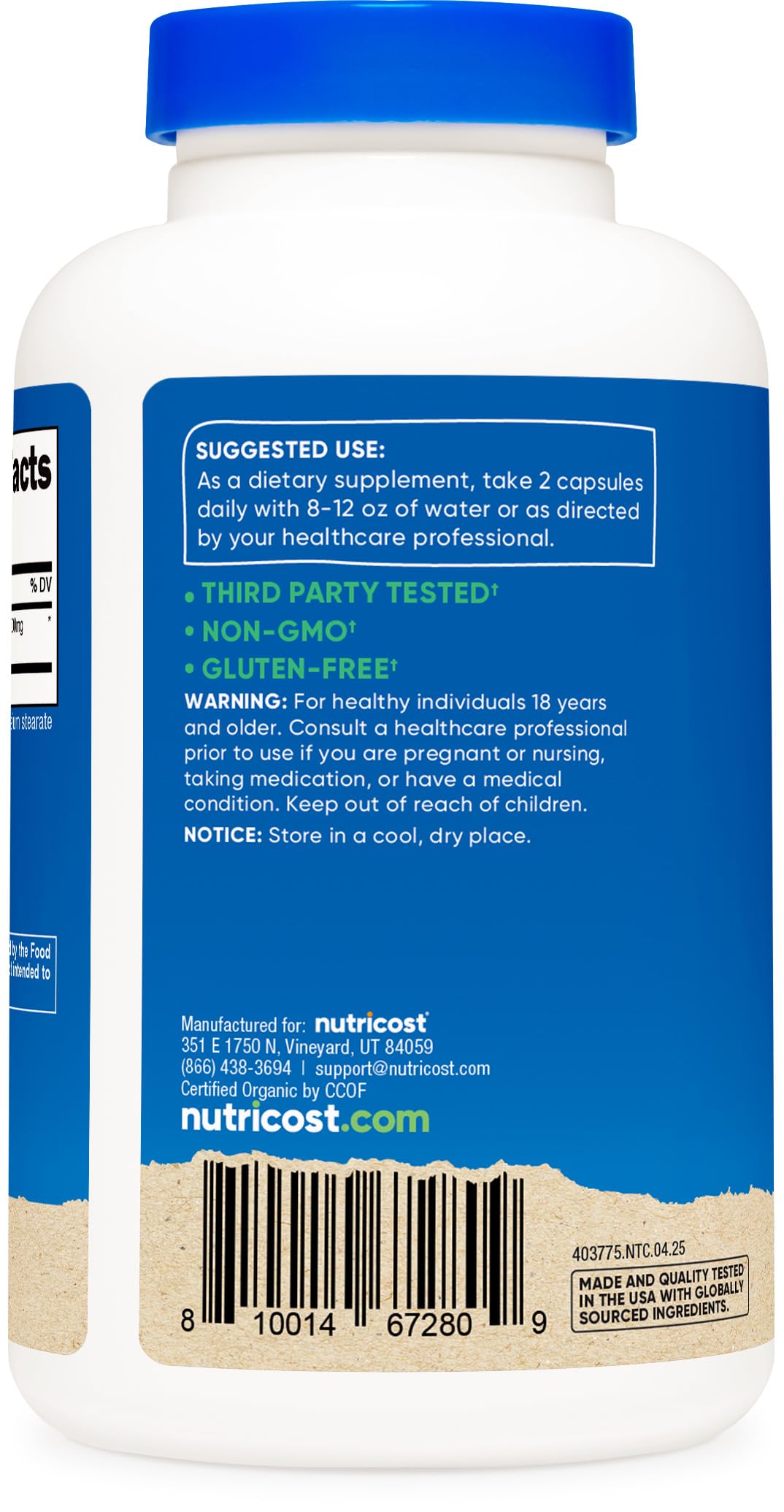 Nutricost Noni Capsules close-up of capsule size