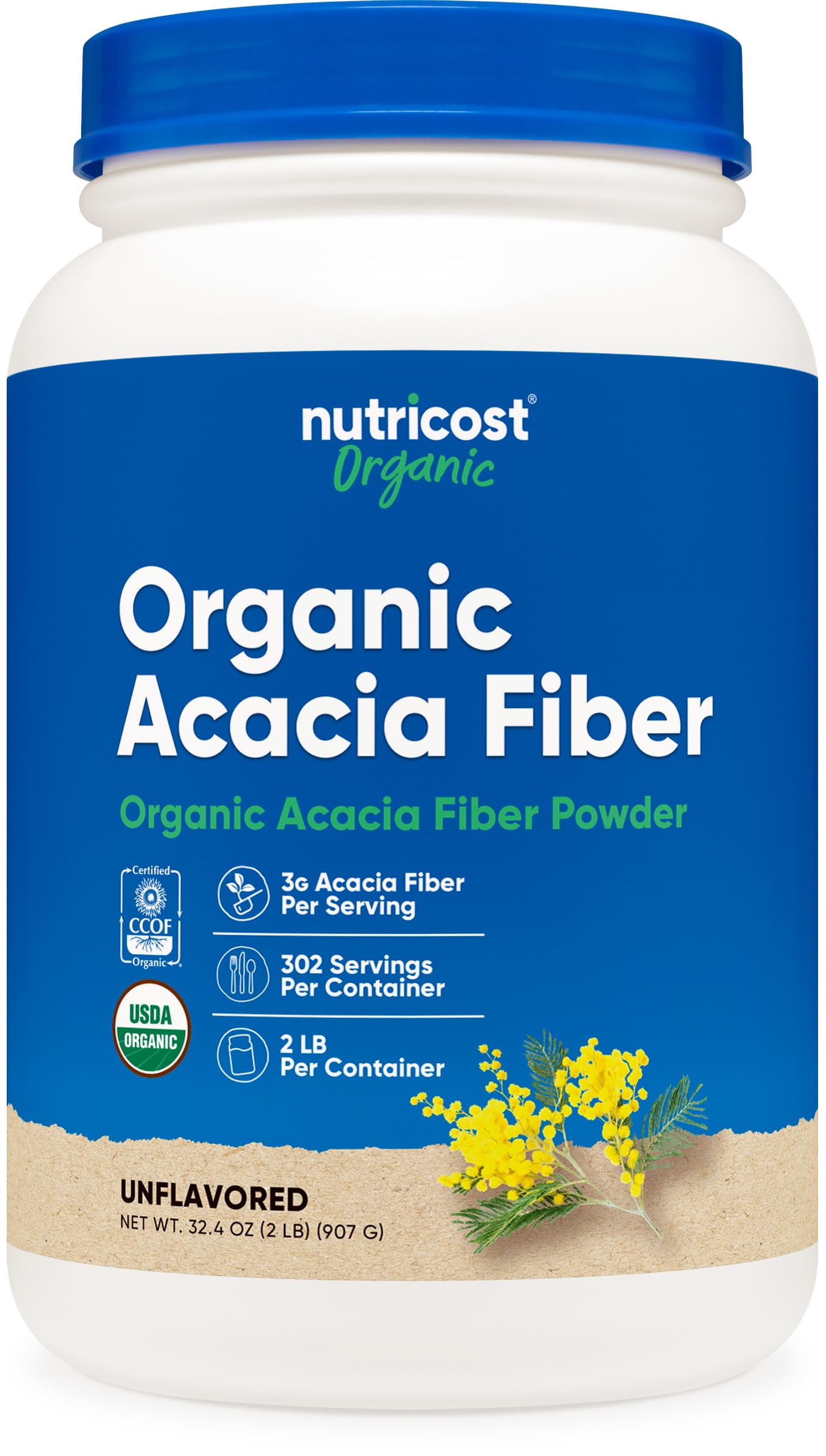 Nutricost Organic Acacia Fiber Powder 907g front view