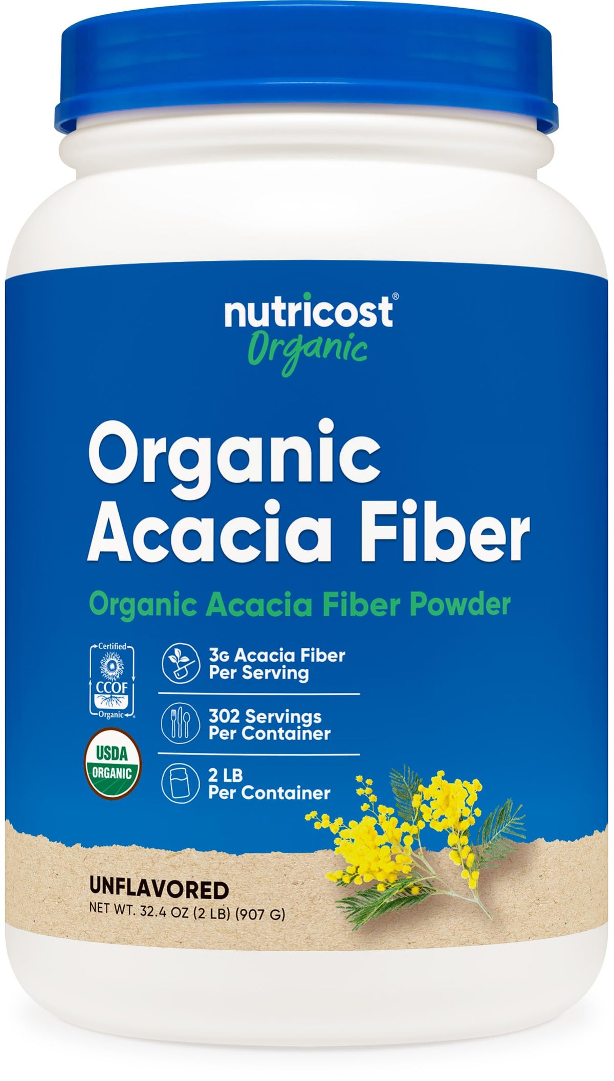 Nutricost Organic Acacia Fiber Powder 907g front view