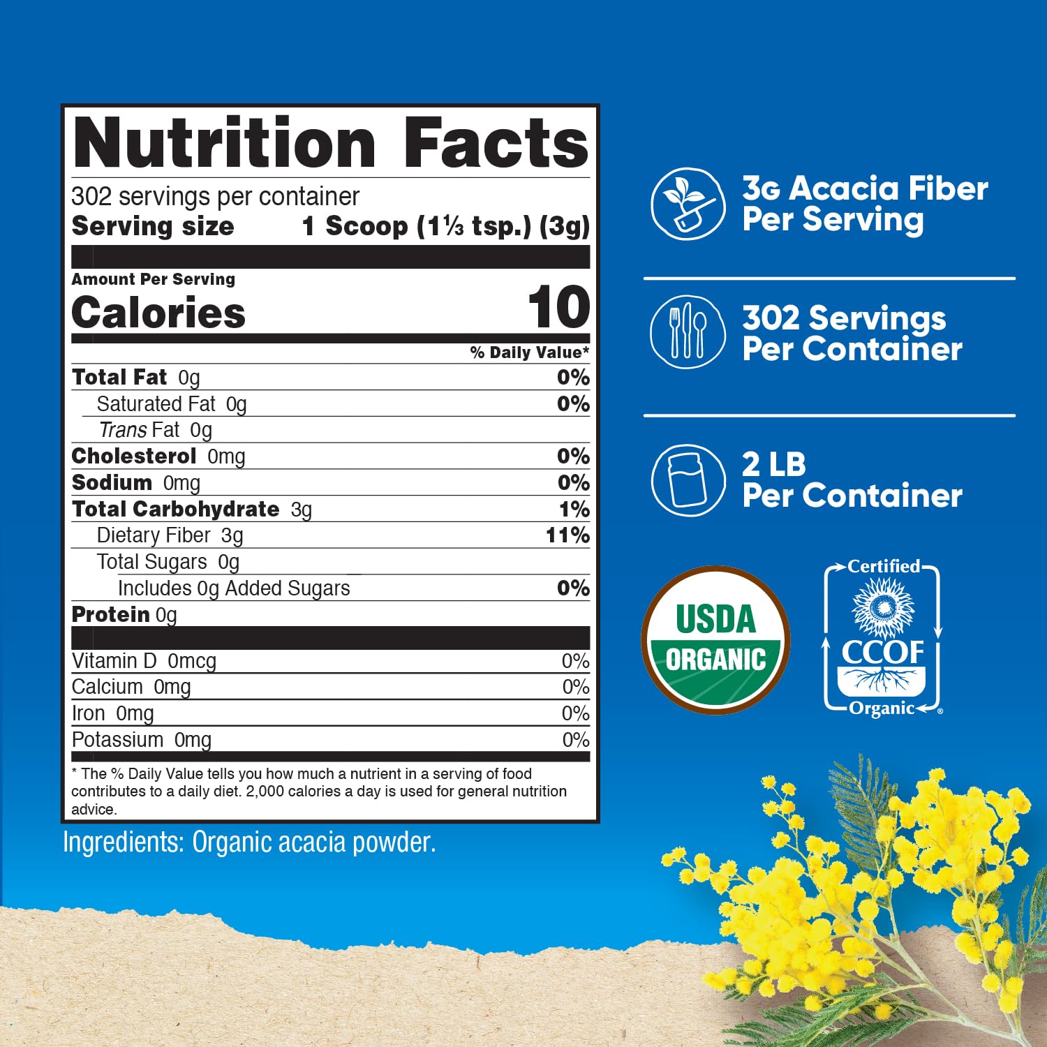 Nutricost Organic Acacia Fiber Powder 907g packaging