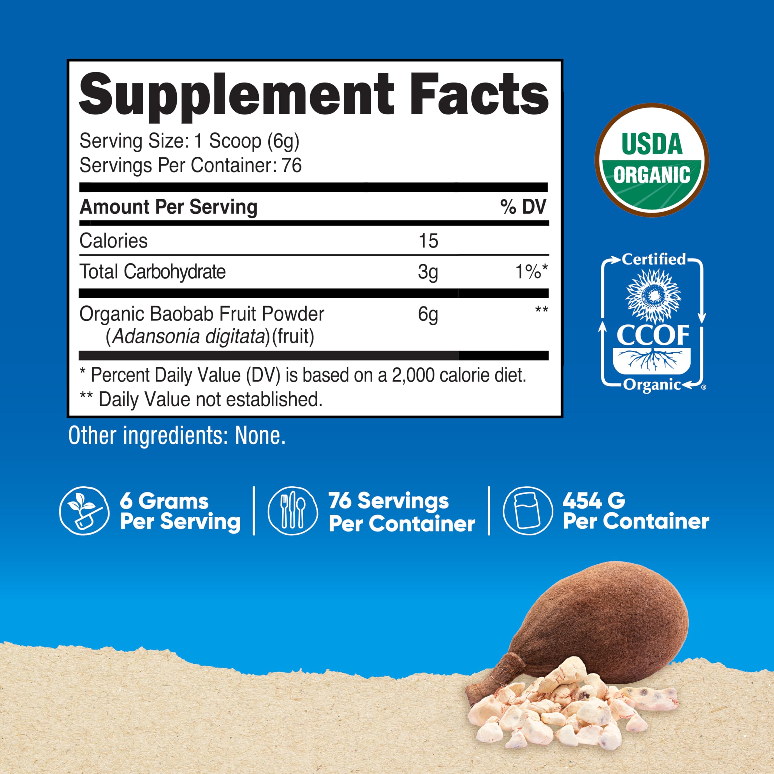 Nutricost Organic Baobab Fruit Powder 1 Pound back view