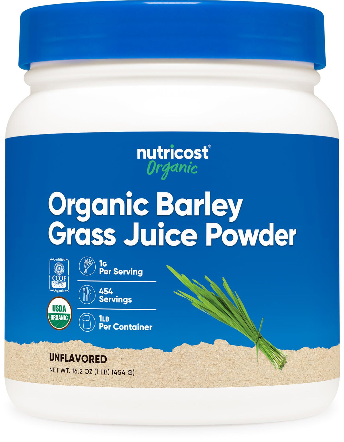Nutricost Organic Barley Grass Juice Powder 1 lb front view