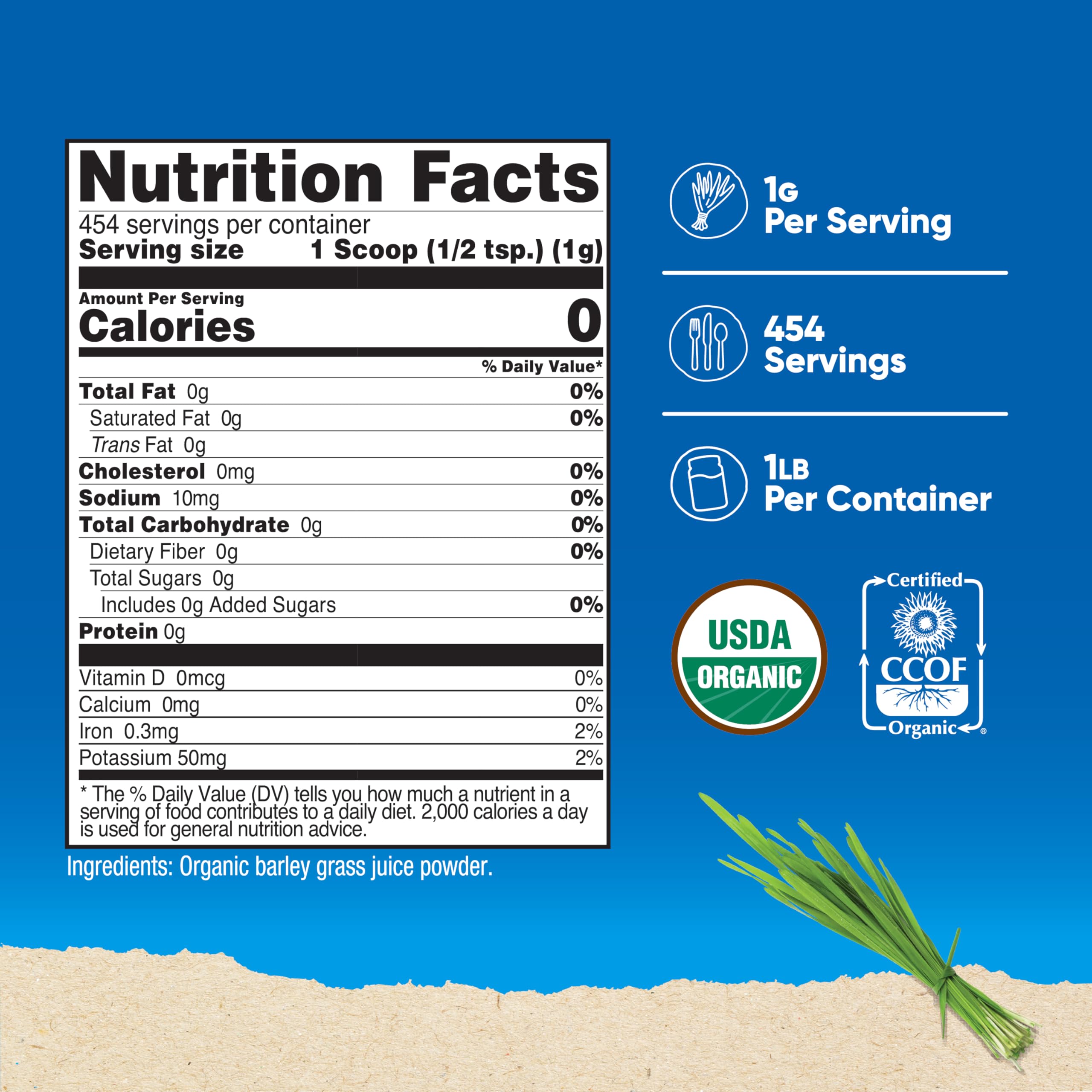 Nutricost Organic Barley Grass Juice Powder packaging side view
