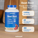 Nutricost Organic Beet Root Capsules 2400mg opened bottle
