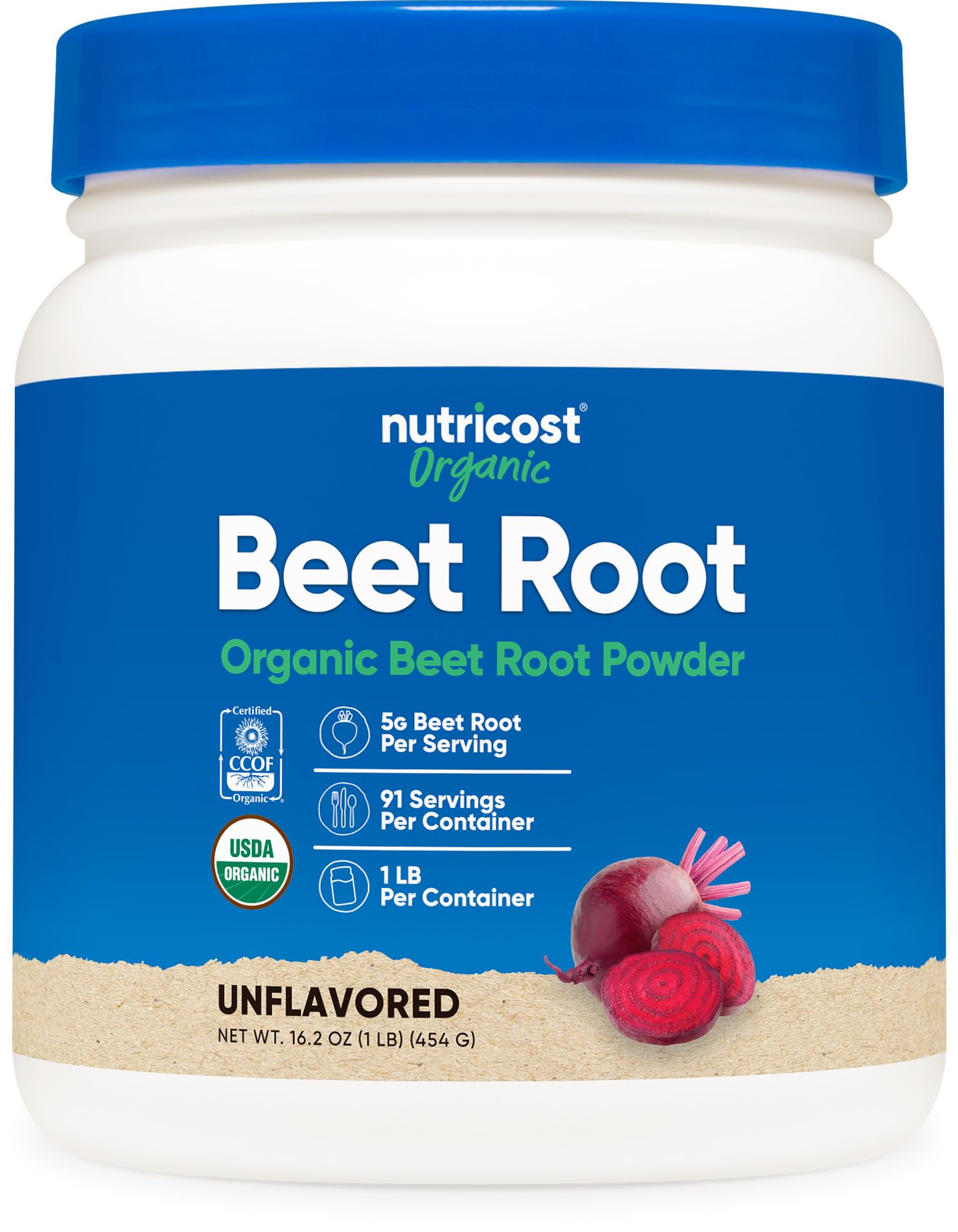 Nutricost Organic Beet Root Powder 454g front view