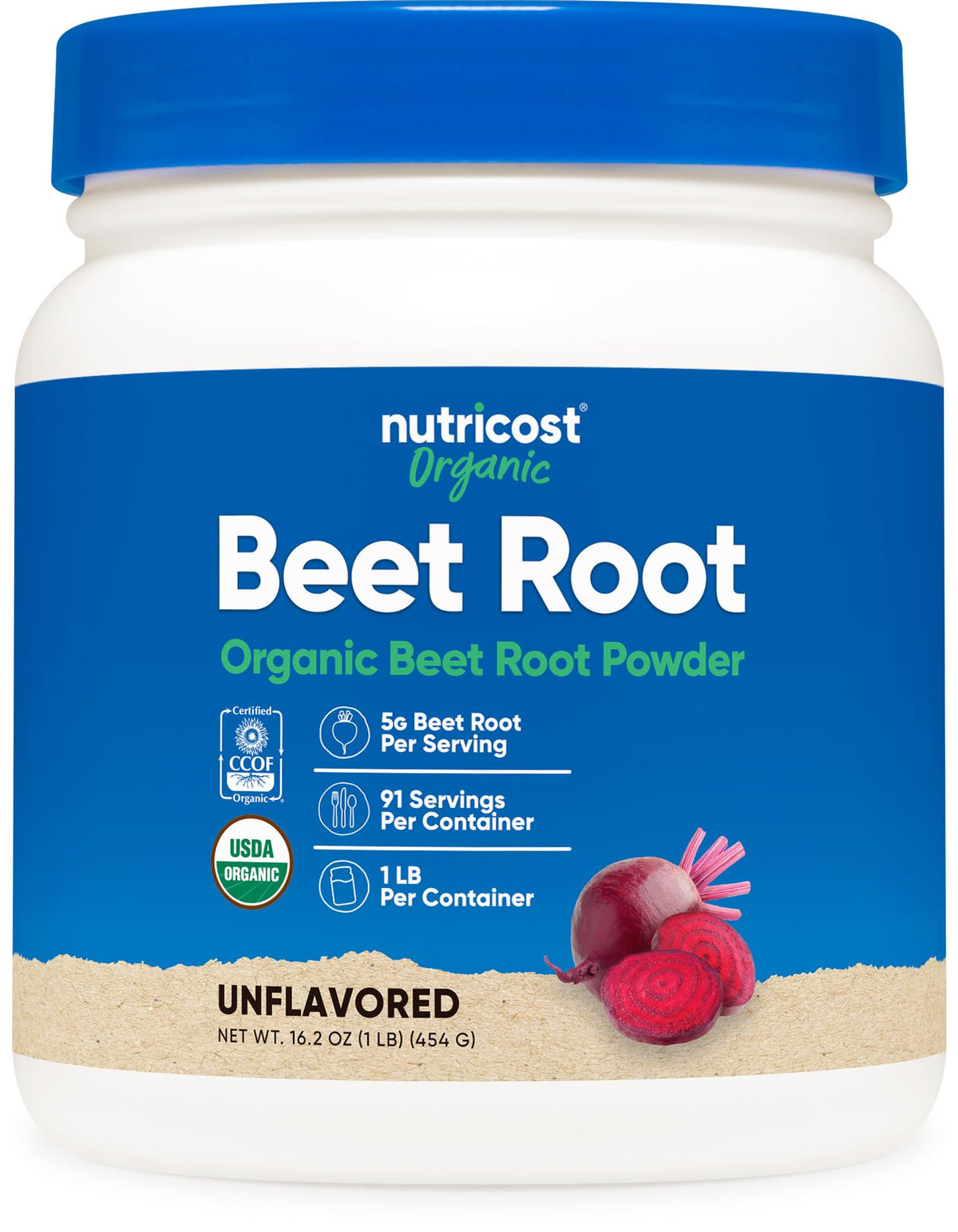 Nutricost Organic Beet Root Powder 454g front view