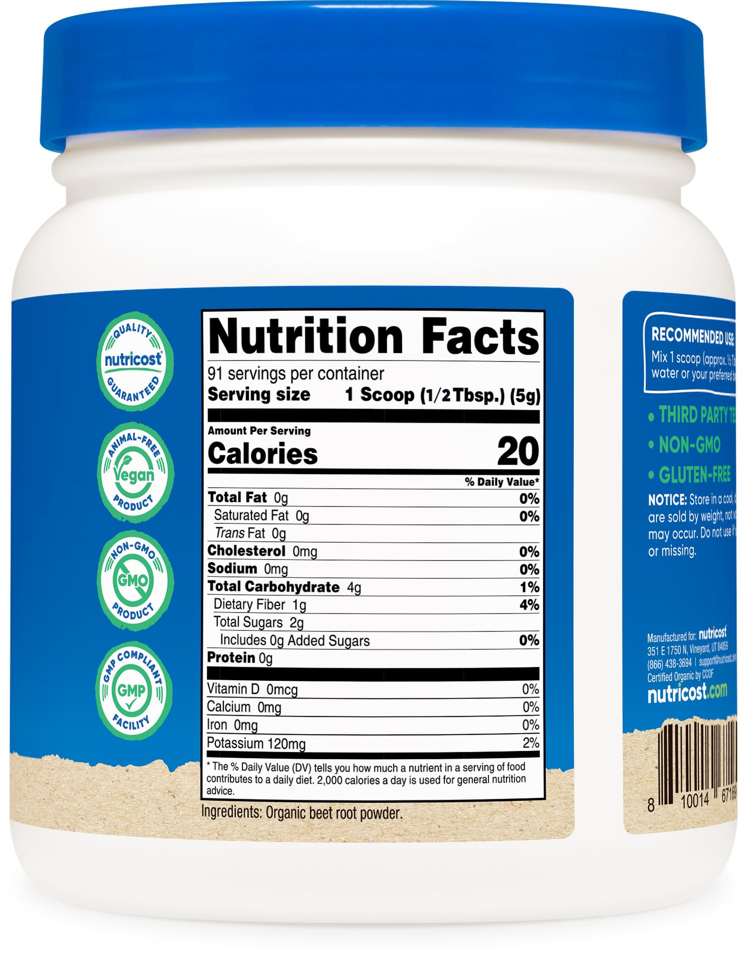 Nutricost Organic Beet Root Powder in a bowl