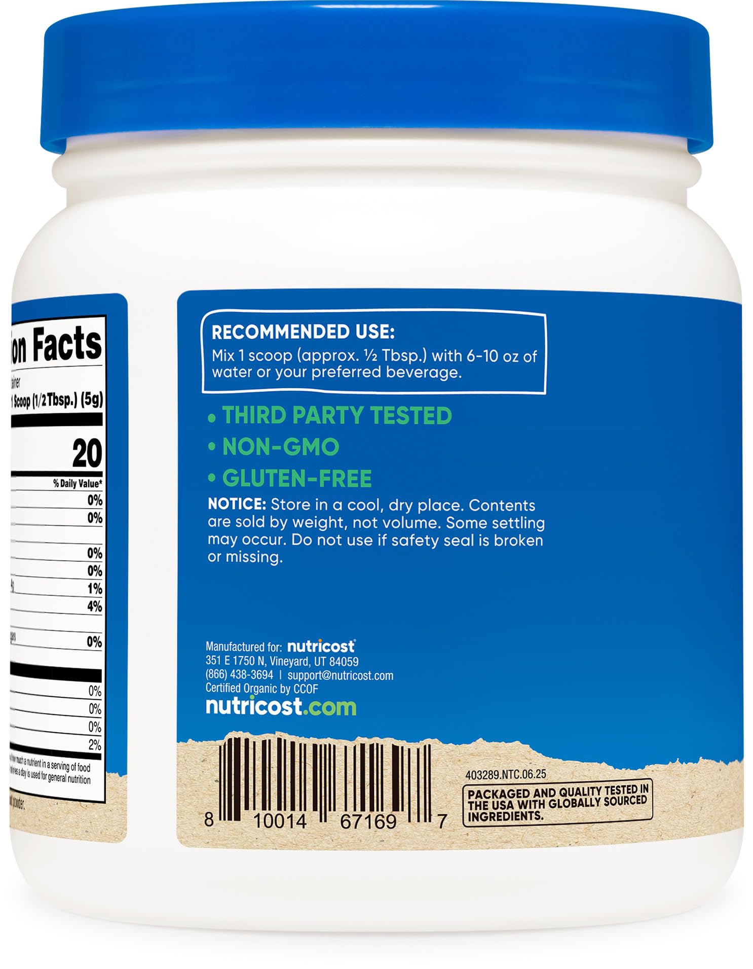 Nutricost Organic Beet Root Powder nutritional information