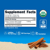 Nutricost Organic Ceylon Cinnamon Bark Powder back view with nutritional information