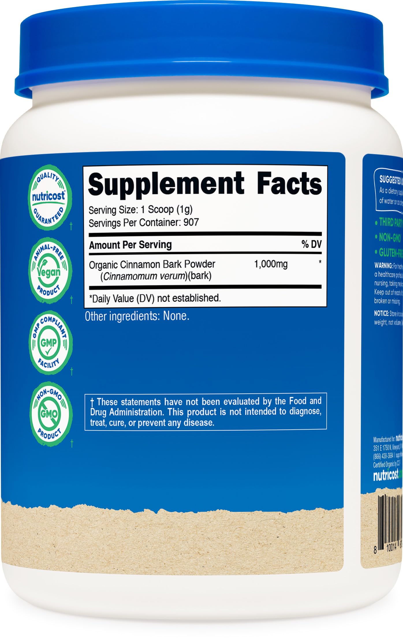 Nutricost Organic Ceylon Cinnamon Bark Powder close-up of powder texture