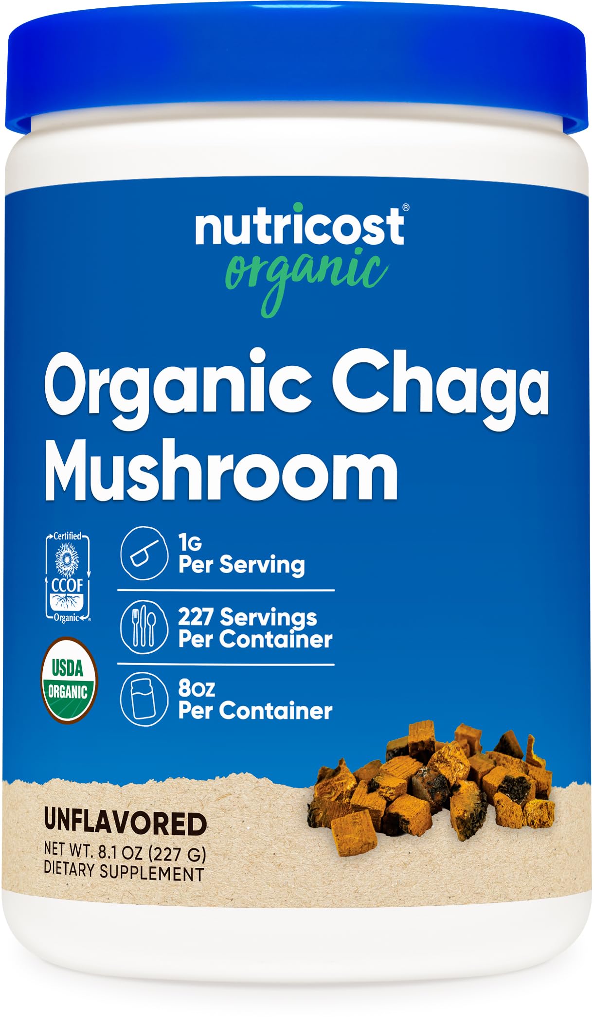 Nutricost Organic Chaga Mushroom Powder 227g front view