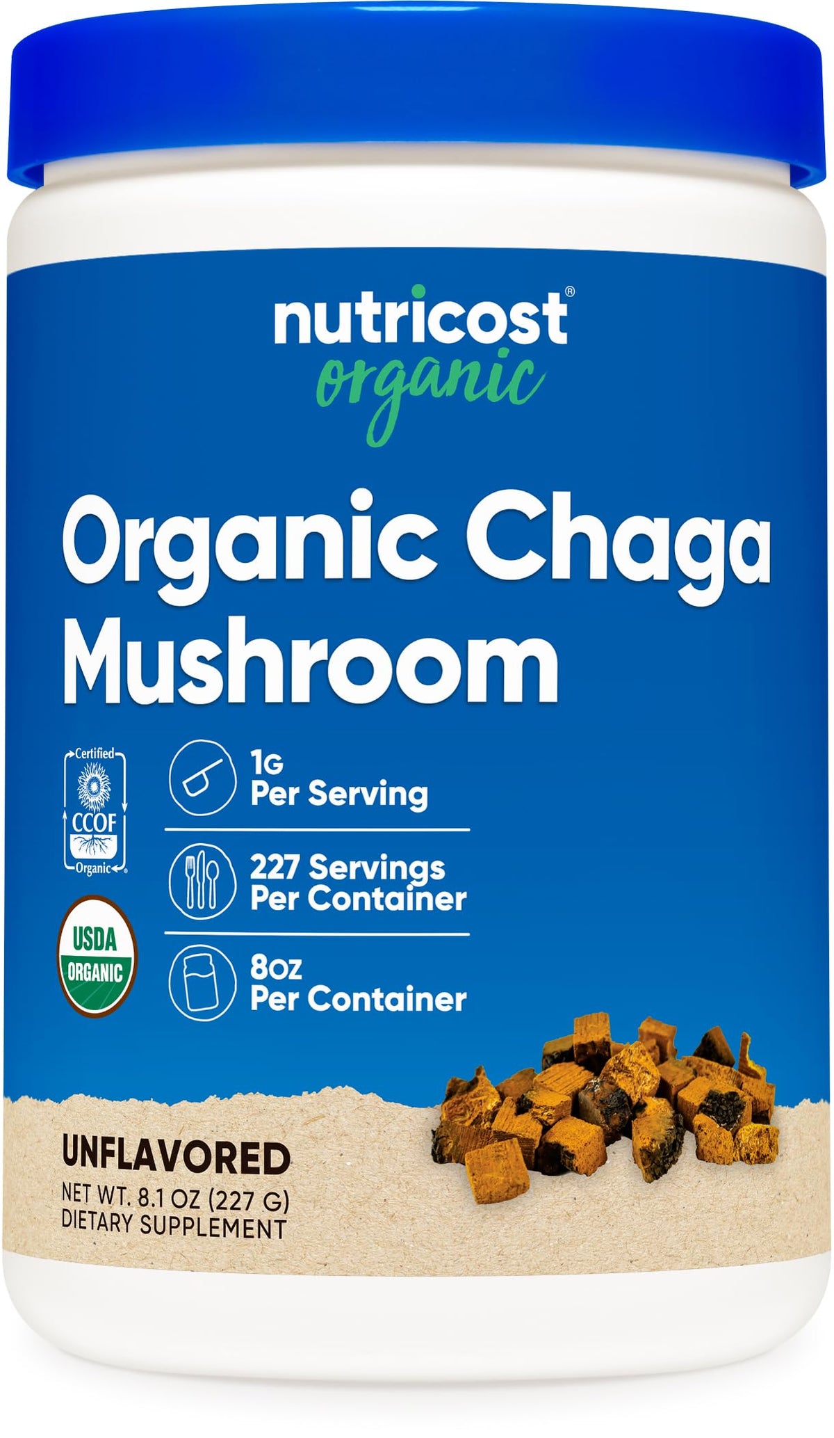 Nutricost Organic Chaga Mushroom Powder 227g front view