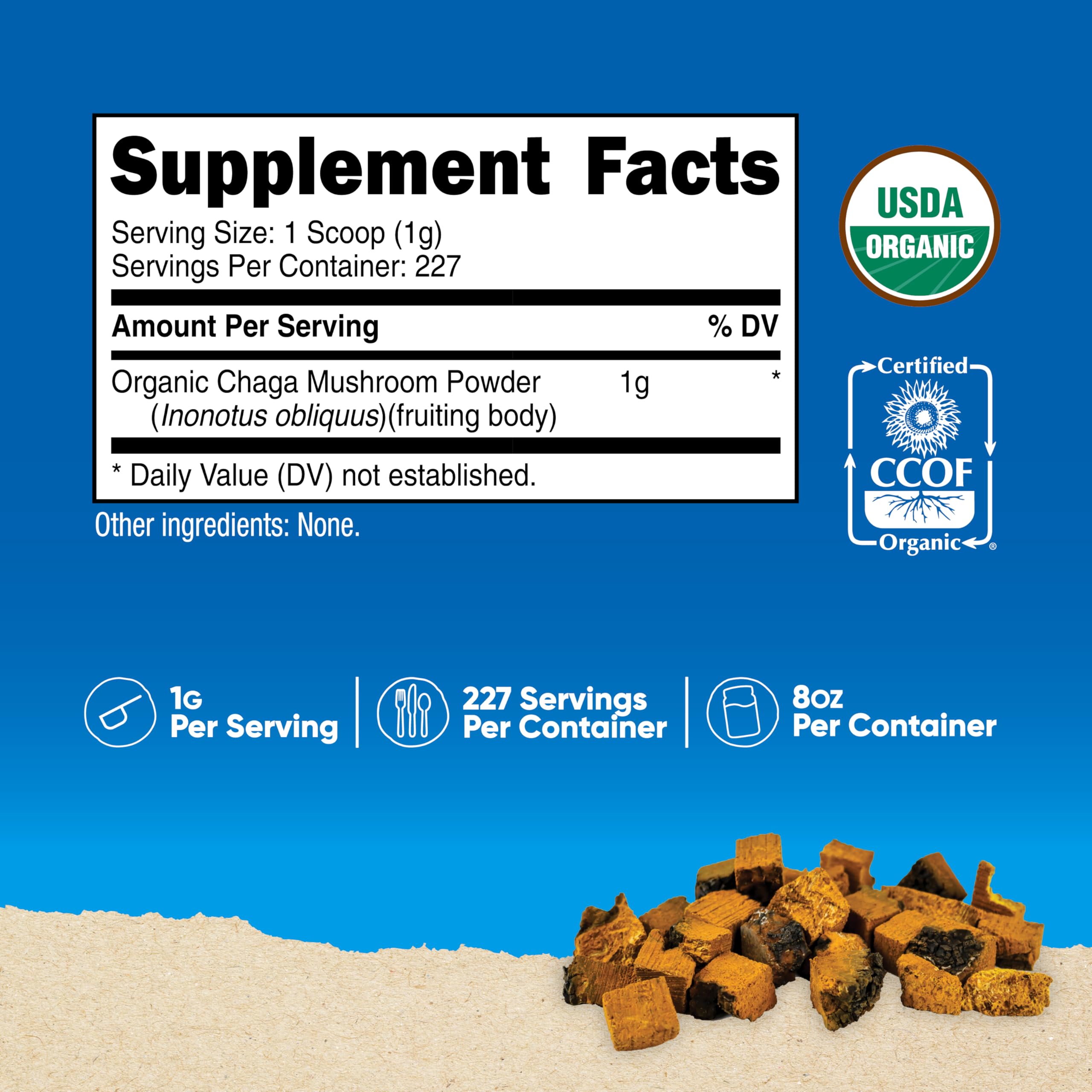 Nutricost Organic Chaga Mushroom Powder 227g side view