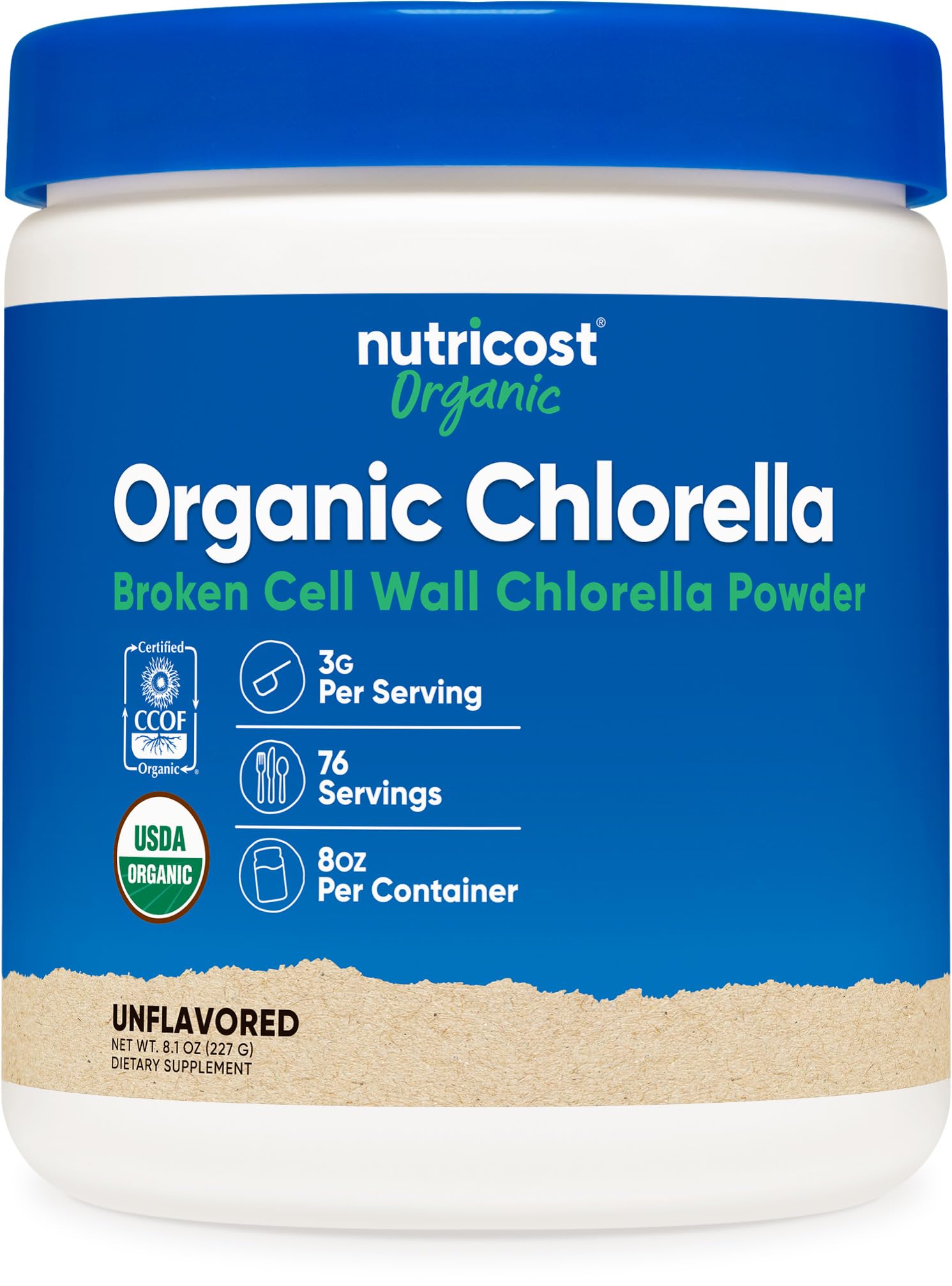 Nutricost Organic Chlorella Powder 8oz front view