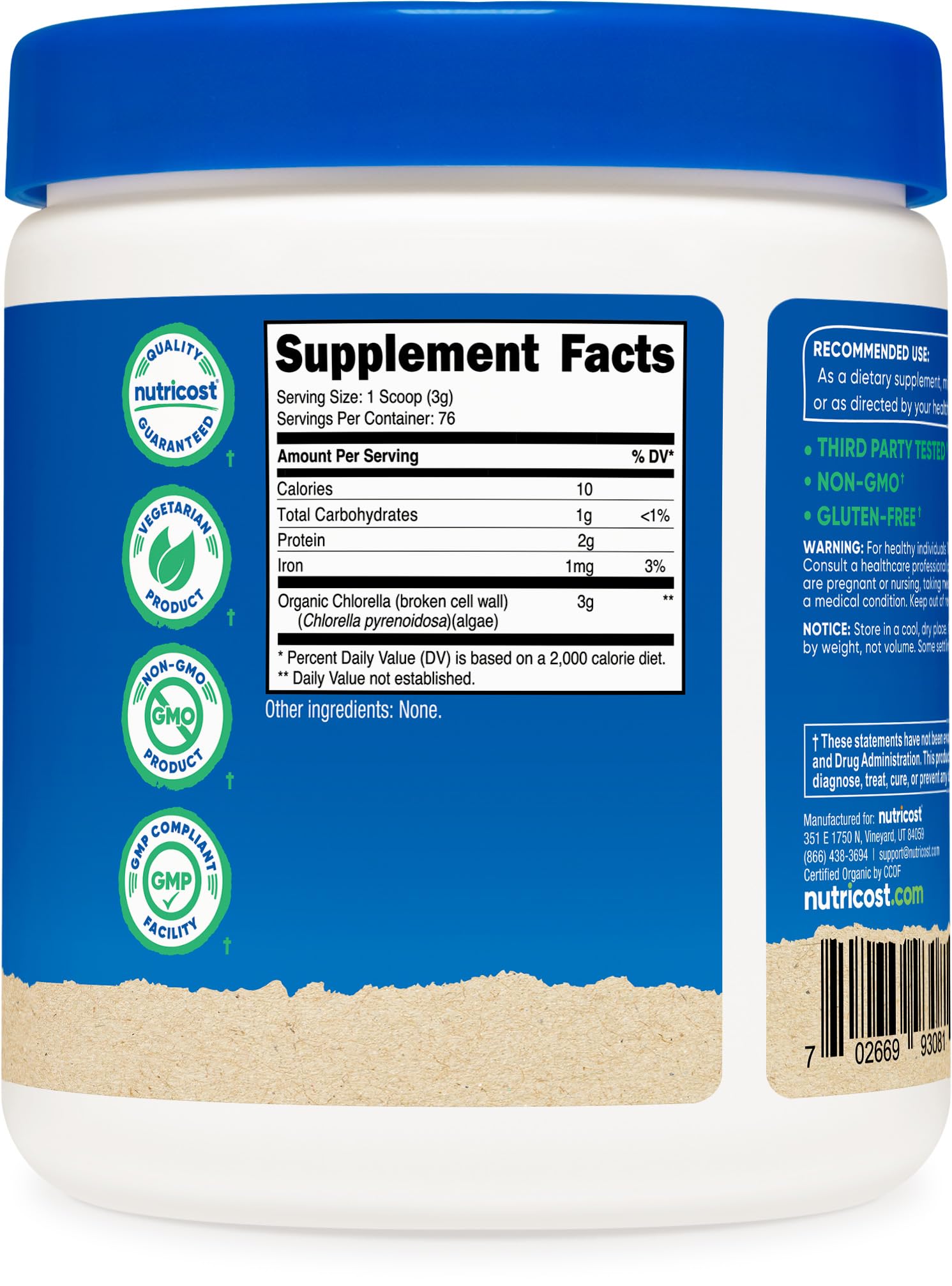 Nutricost Organic Chlorella Powder serving suggestion