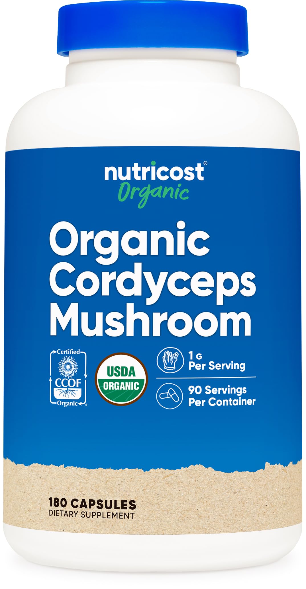 Nutricost Organic Cordyceps Mushroom Capsules bottle front view