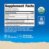 Nutricost Organic Cordyceps Mushroom Capsules label close-up