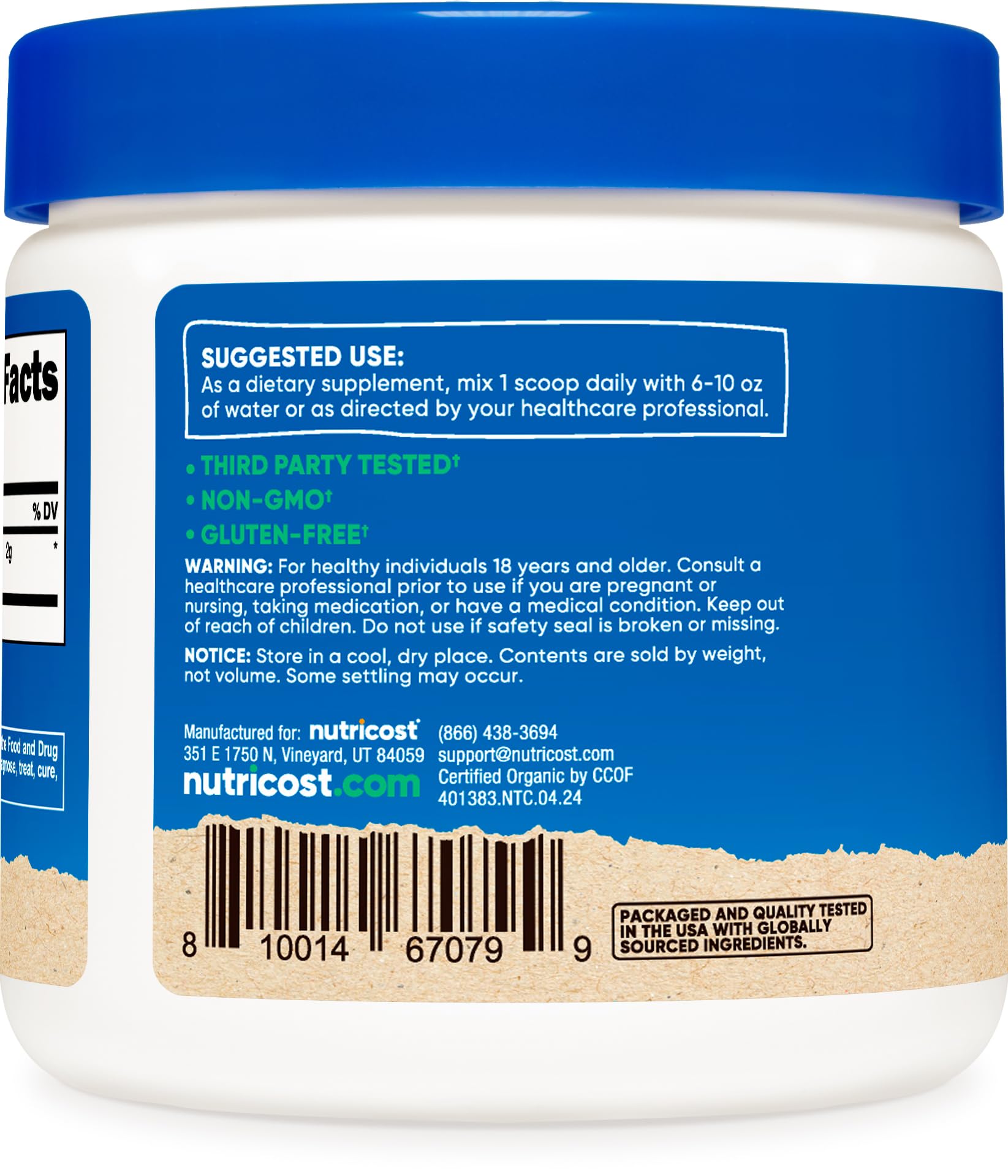 Nutricost Organic Cordyceps Mushroom Powder 100g packaging