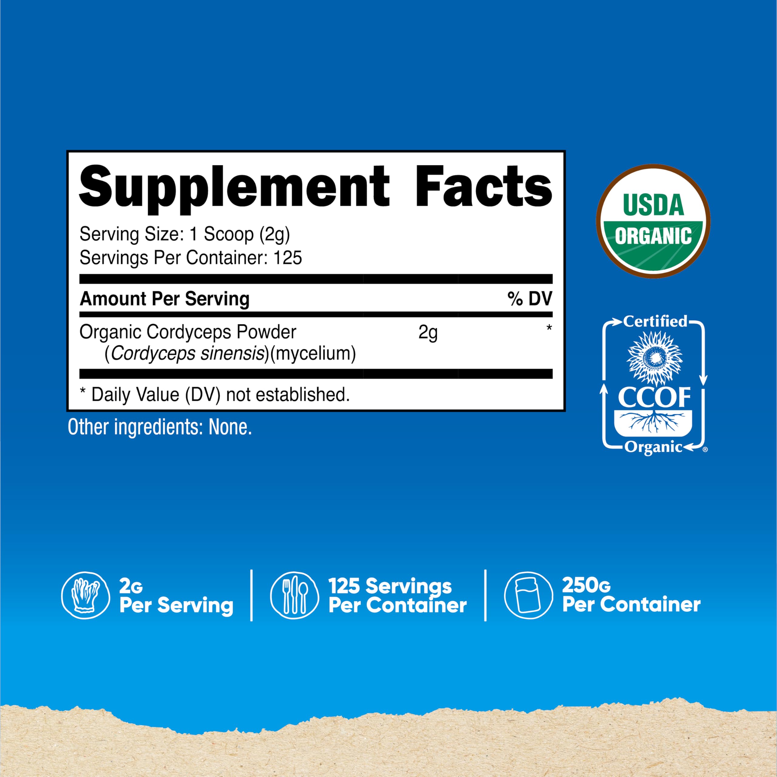 Nutricost Organic Cordyceps Mushroom Powder 250g packaging