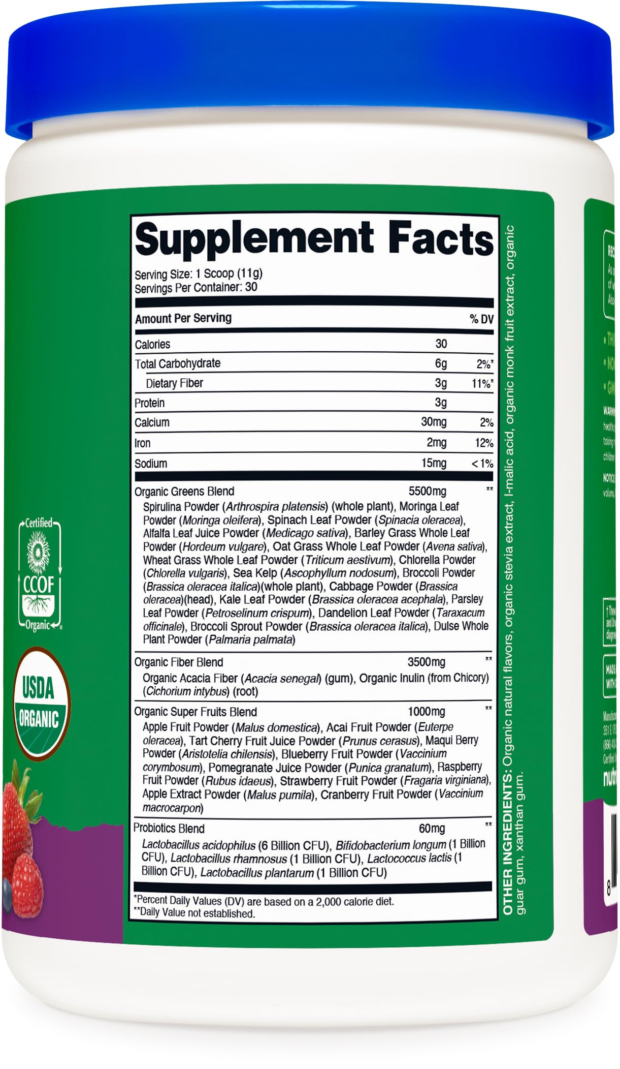 Nutricost Organic Greens Powder 408g lifestyle scene with smoothie