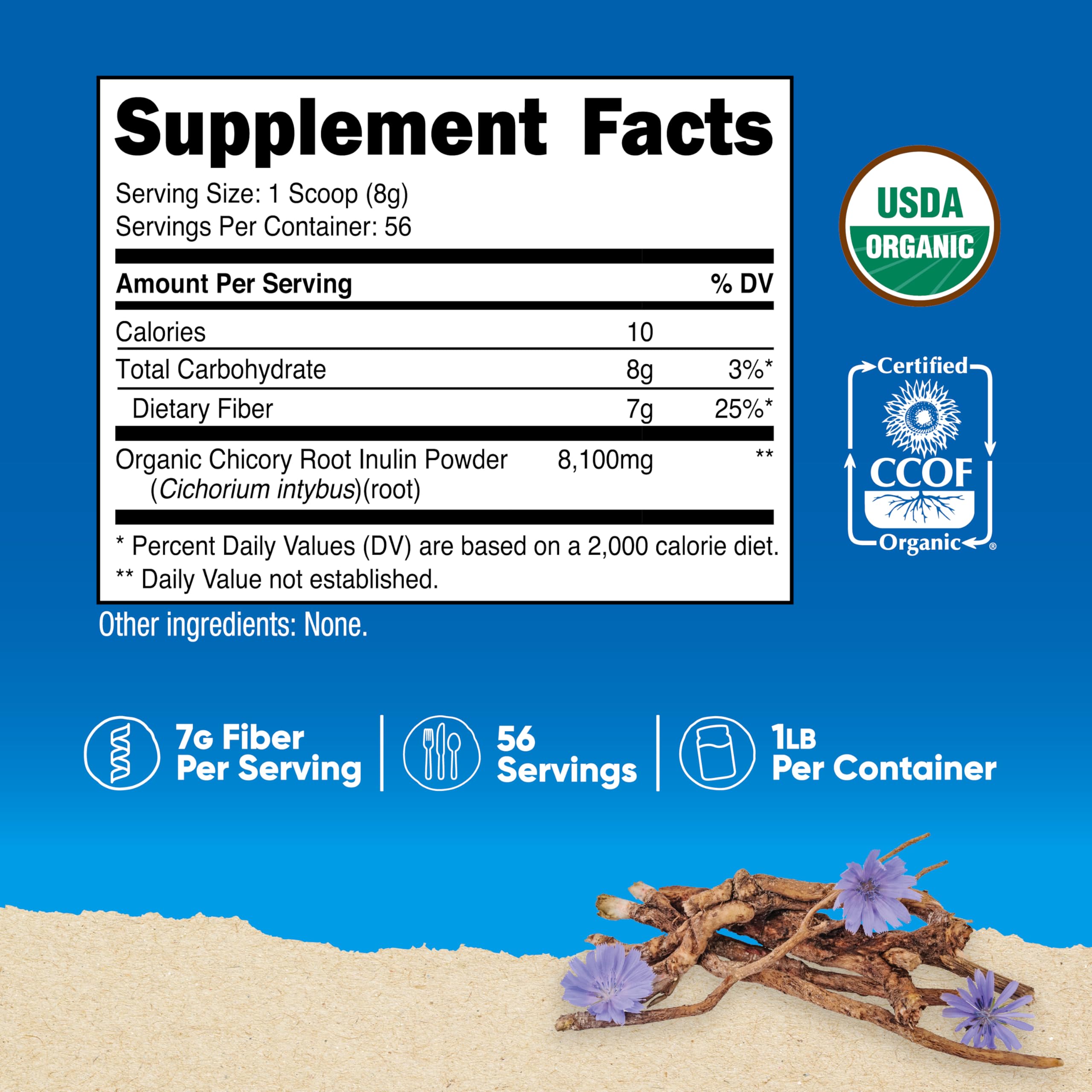Nutricost Organic Inulin Powder 454g back view with ingredient list