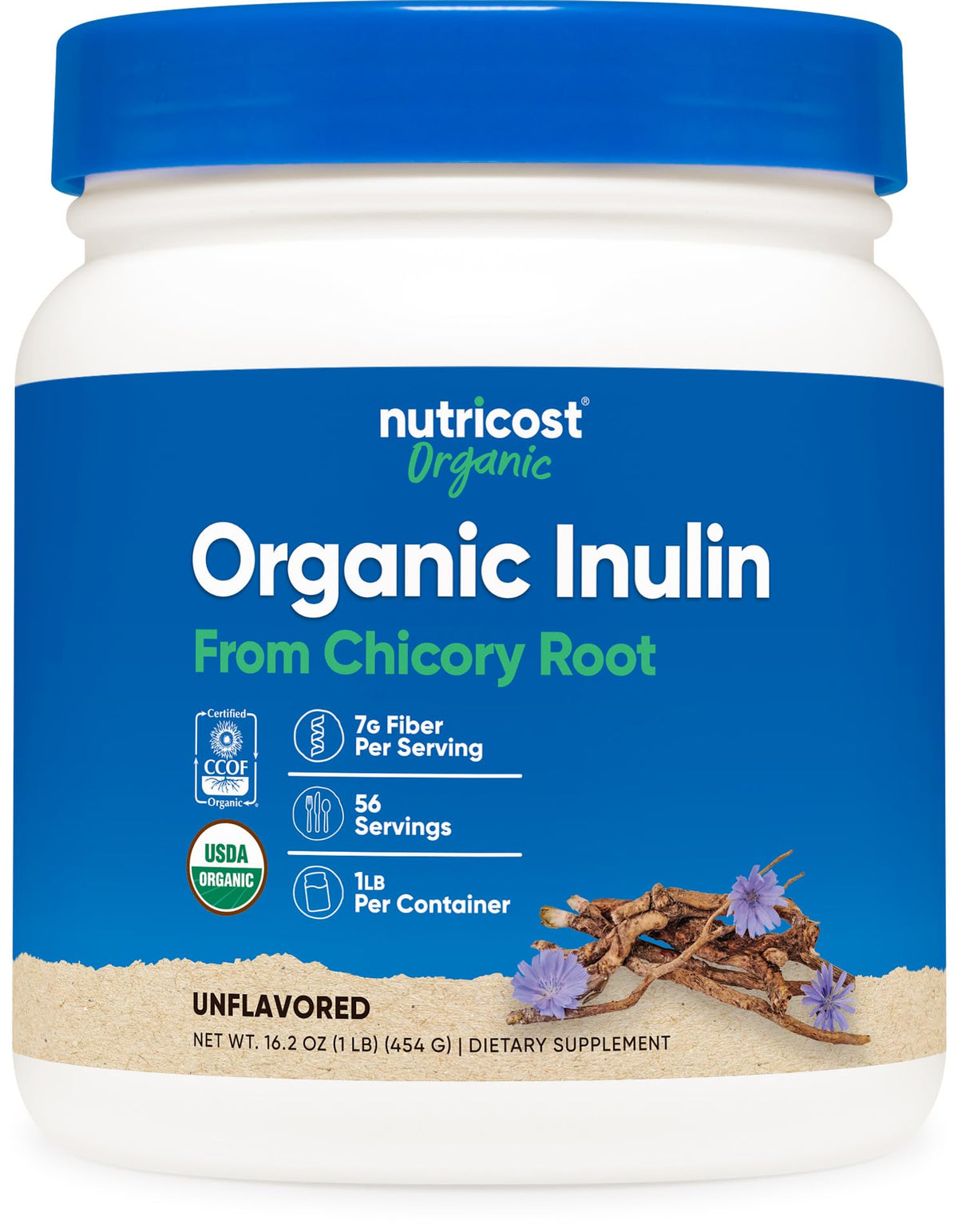 Nutricost Organic Inulin Powder 454g front view