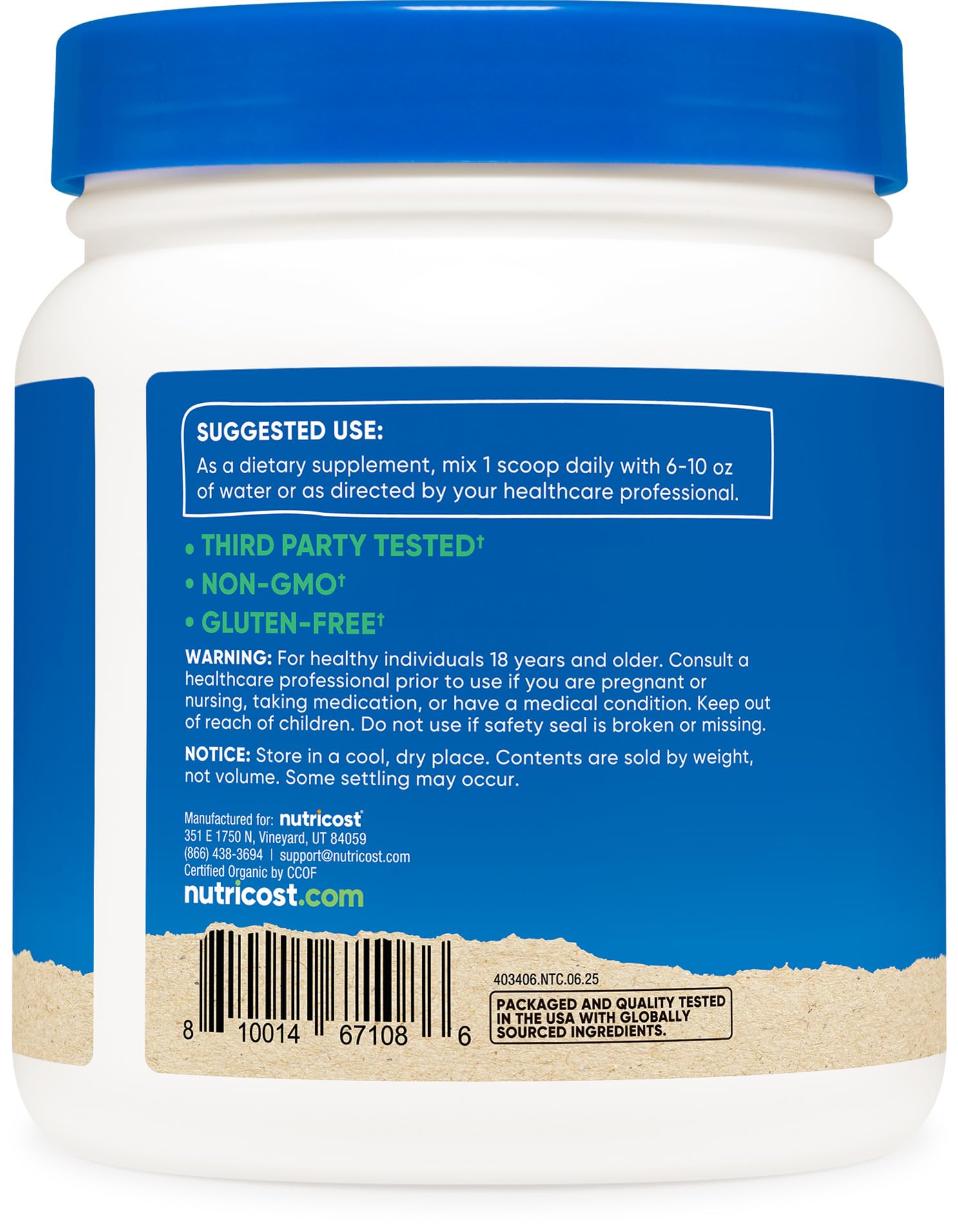 Nutricost Organic Inulin Powder 454g lifestyle scene with smoothie