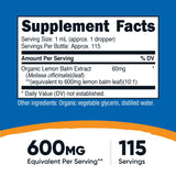 Nutricost Organic Lemon Balm Liquid Extract bottle with label