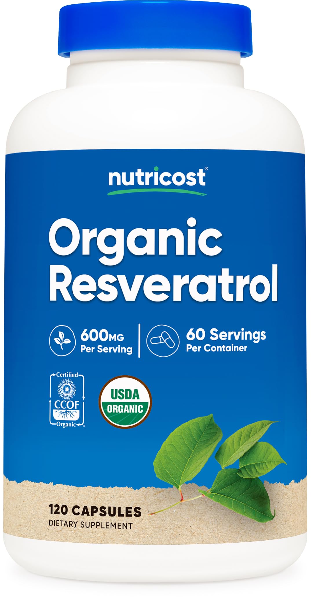 Nutricost Organic Resveratrol 600mg 60 Capsules front view
