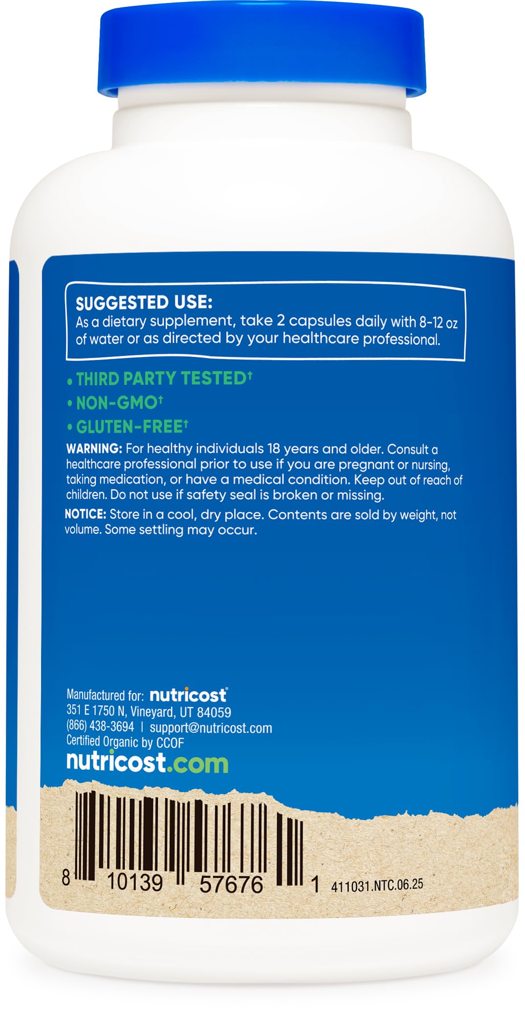 Nutricost Organic Resveratrol 600mg label close-up