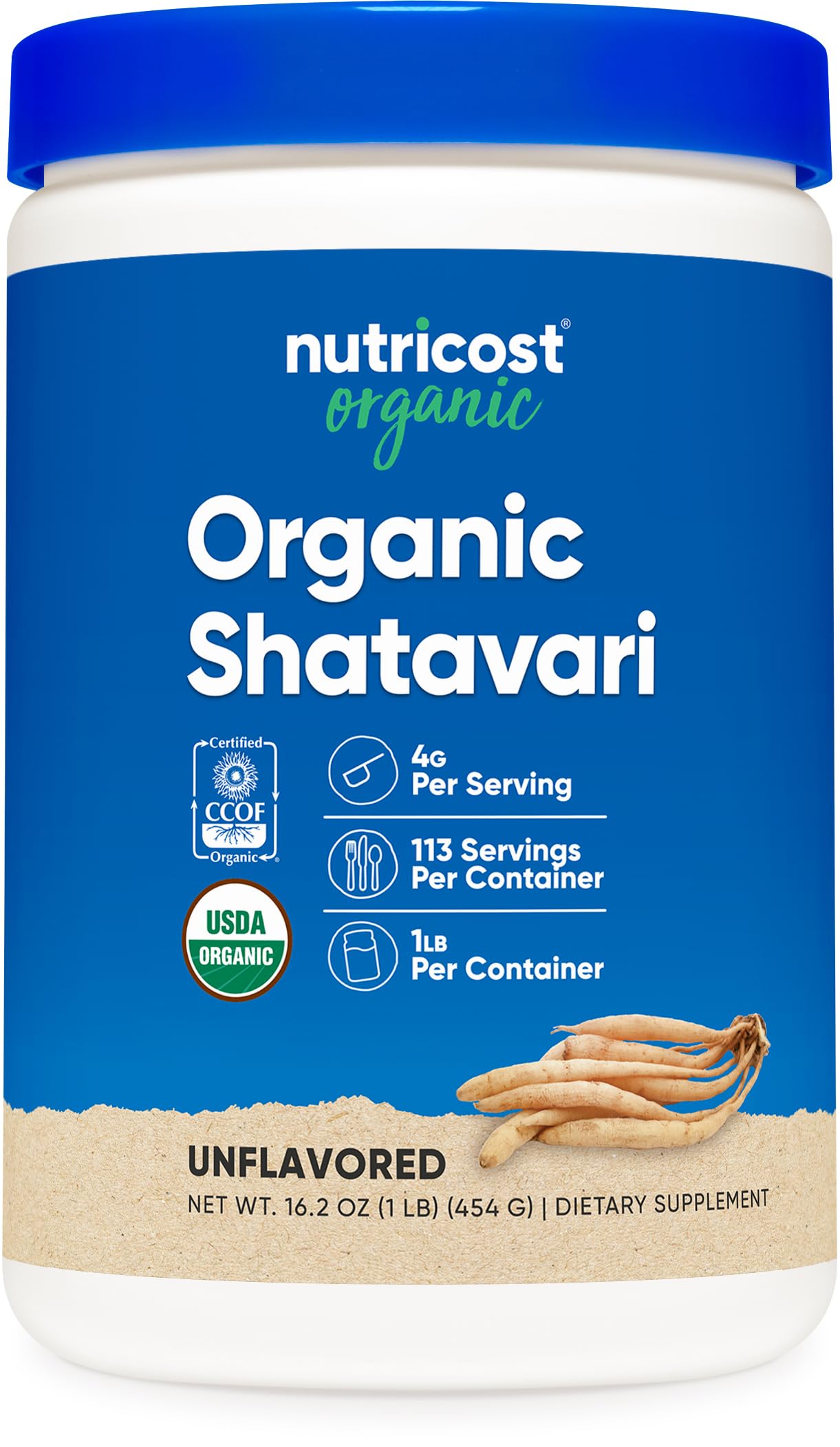 Nutricost Organic Shatavari Powder 1 LB front view