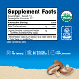 Nutricost Organic Shiitake Mushroom Powder 8oz side view with scoop