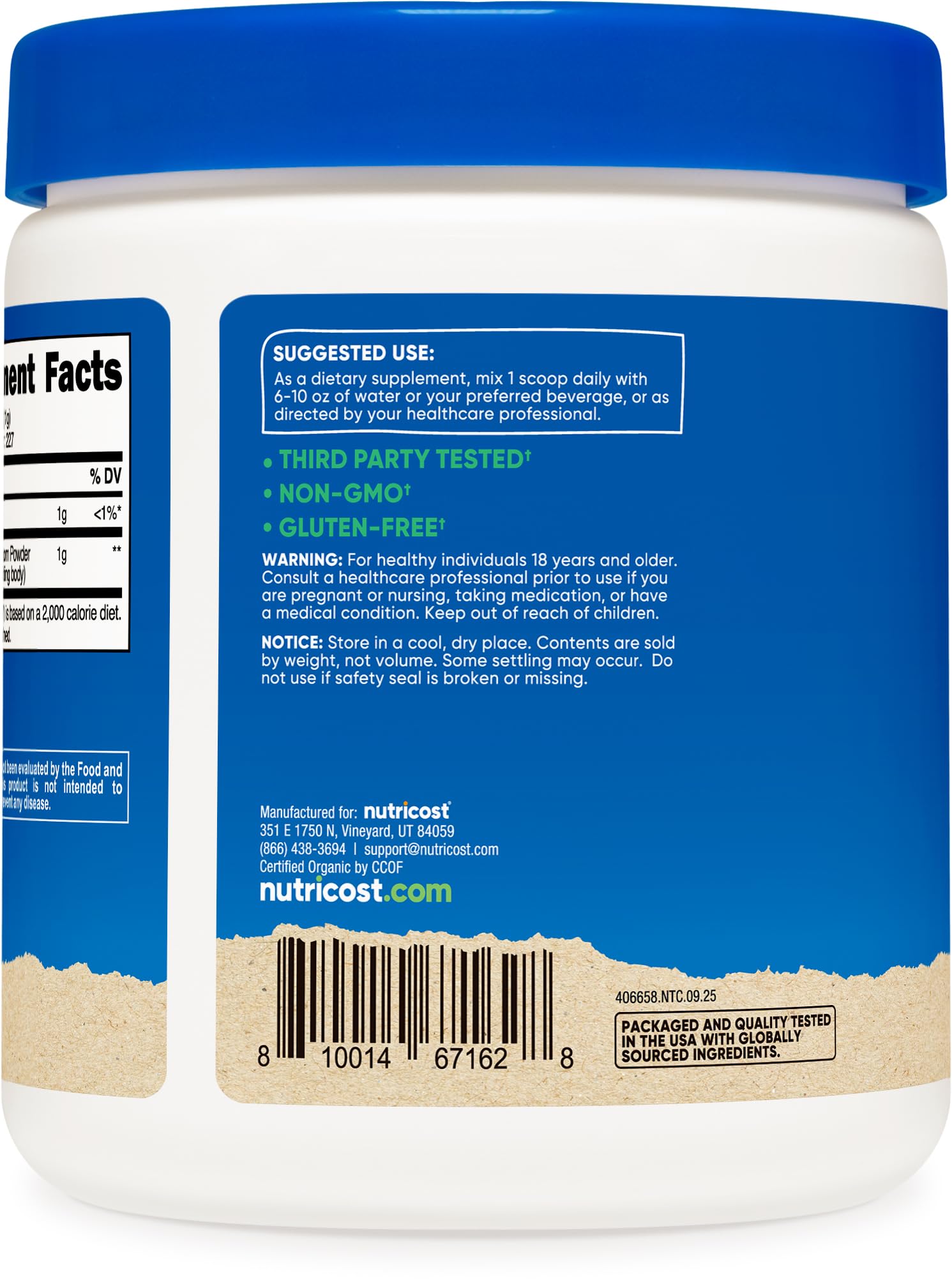Nutricost Organic Shiitake Mushroom Powder in a bowl with ingredients