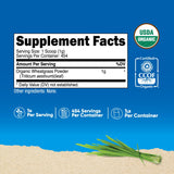 Nutricost Organic Wheatgrass Powder back view with nutritional information
