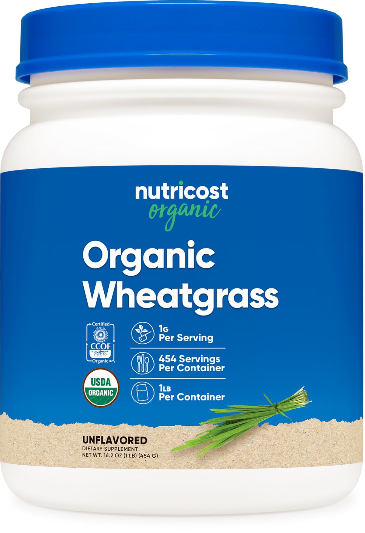 Nutricost Organic Wheatgrass Powder front view packaging