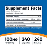 Nutricost P5P Vitamin B6 Supplement 240 capsules side view